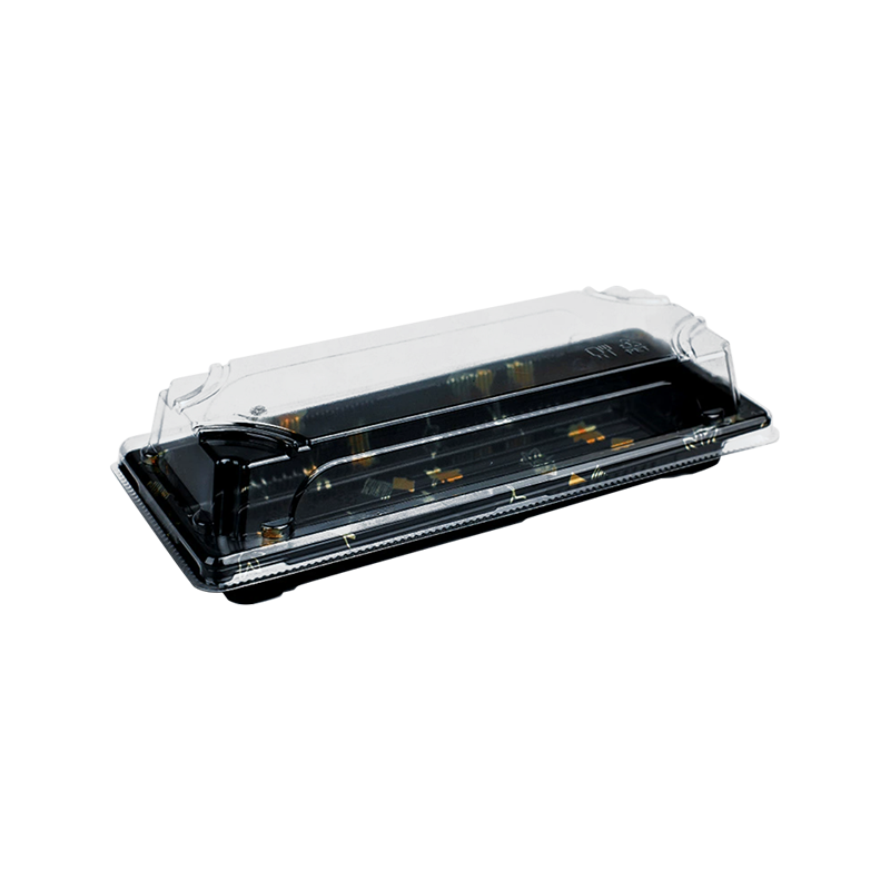 Disposable black sushi tray with lid