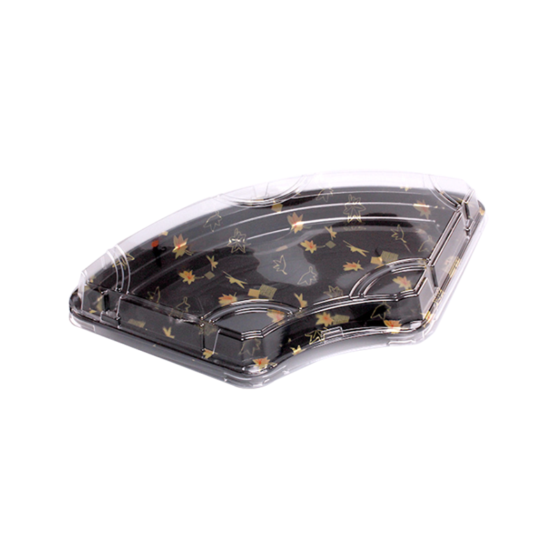 Disposable fan-shaped sashimi packaging box with lid