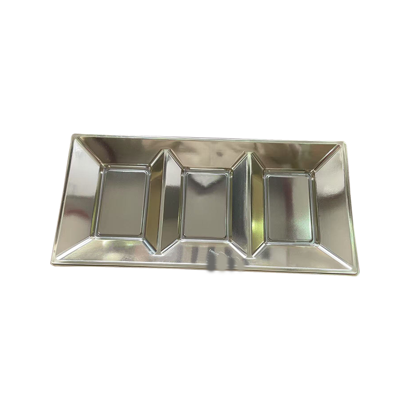 Silver plastic 3-grid snack tray