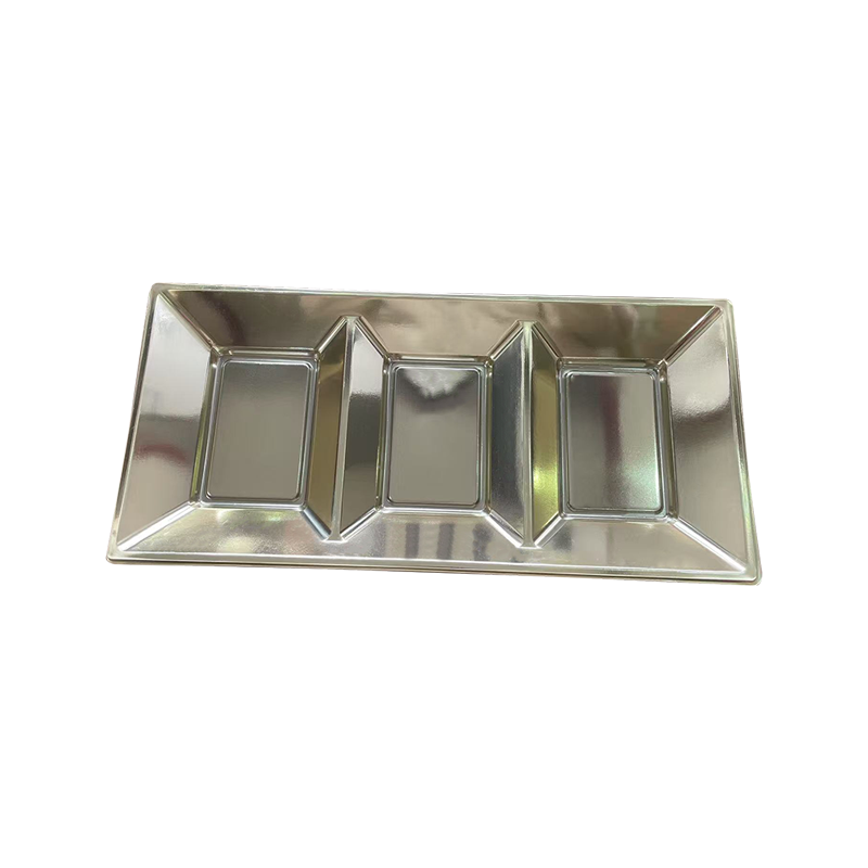 Polishing rectangular food divider tray