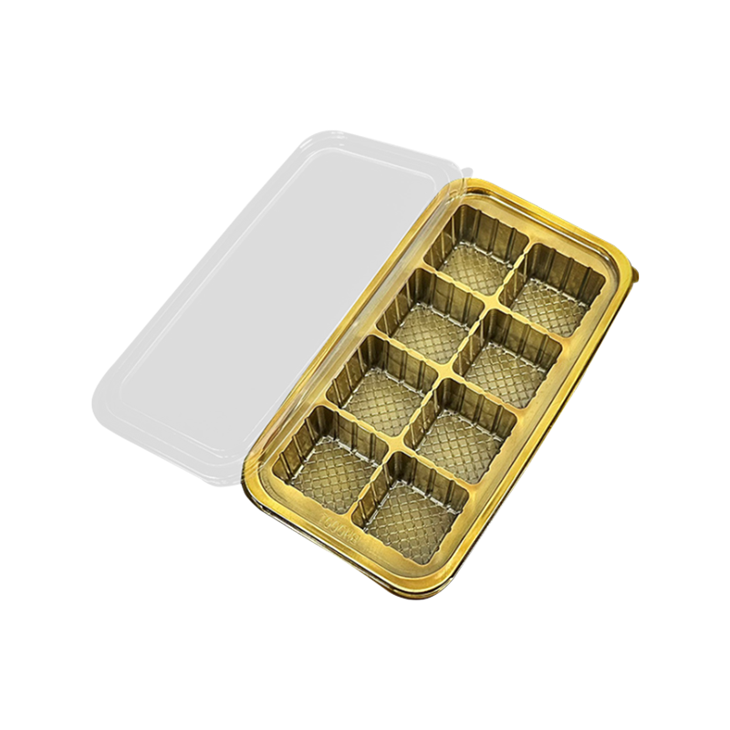 8-cavity square gold plastic packaging box