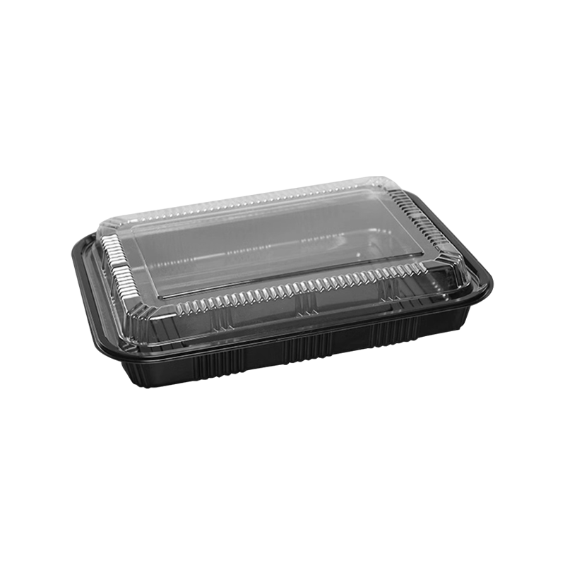 Disposable plastic black lunch box with lid